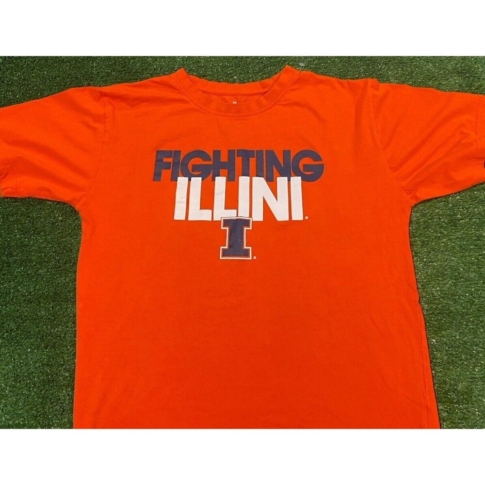 Illinois Fighting Illini shirt mens large orange Y2K retro football adult unisex - Picture 3 of 9
